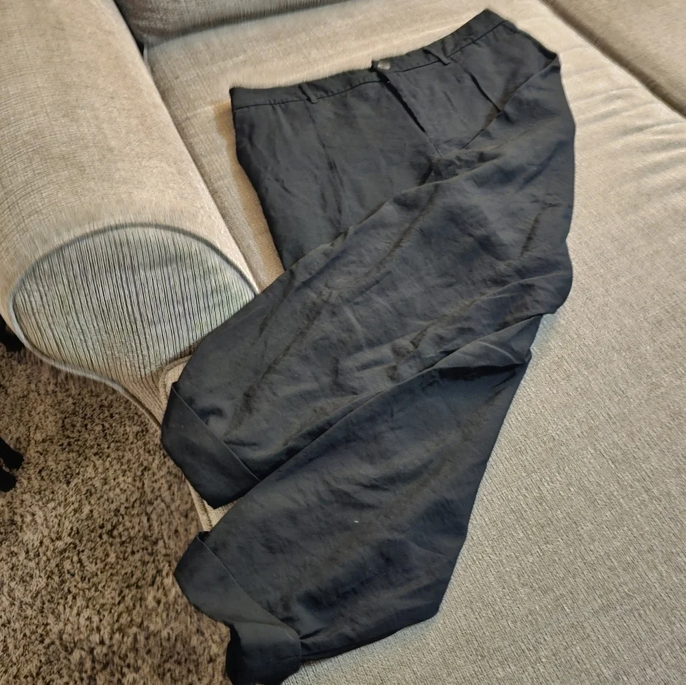 A New Day Black High Rise Relaxed Chambray Neutral Casual Pants Size 16